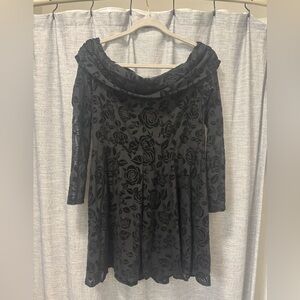 Wild Fable Floral Black Off The Shoulder Long Sleeve Dress